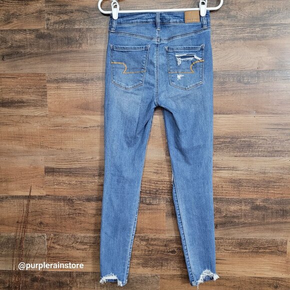 American Eagle Jeans 4 R Jegging Super Hi Rise Next Level Stretch Medium Light - Picture 2 of 13